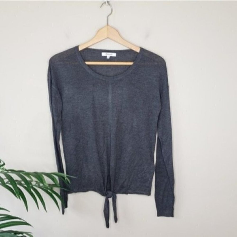 Madewell Gray Lightweight Tie Front Sweater Size XS